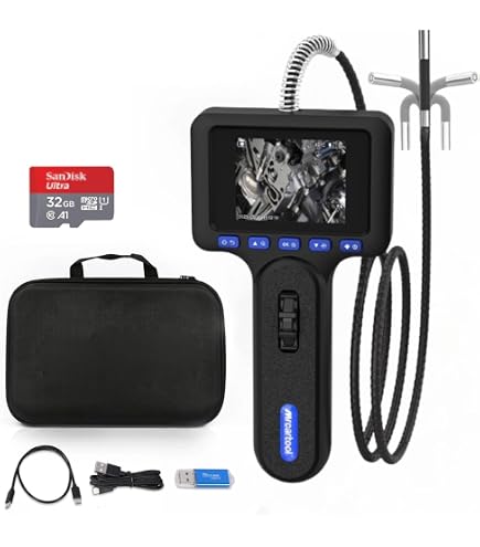 Caméra Endoscopique 1080P HD - Écran 4,3", 6 LED, IP67 Étanche - Câble 1m Semi-Rigide - Pour Inspection, Mécanique