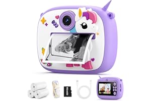 YOZISS Kids Camera Instant Print, 1080P HD Instant Camera for Kid, Selfie Vedio Kids Digital Camera, Christmas Birthday Toy Gift for Girls Boys