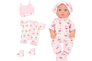 Miunana Abito Stampa Fenicottero + Cappello Per 14 - 18 Pollici 35 CM - 46 CM New Born Baby Dolls Bambola Bebé E Altre Bambole, Bambolotti JC Toys, Manhattan Toy e Plus Nenuco (NON INCLUDE BAMBOLA)