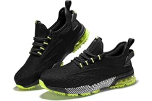 SPIEZ Composite Toe Safety Trainers, Air Cushion Lightweight Slip On Work Shoes for Men Women Black Blue/Black Green UK2.5-11
