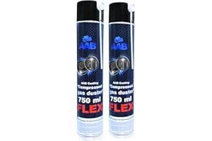 AABCOOLING Compressed Gas Duster FLEX 750ml - Set di 2 Pezzi - Aria Compressa PC Con un Tubo Flessibile, Pulitore PC, Tubo Aria Compressa, Kit Pulizia PC, Bombolette Spray
