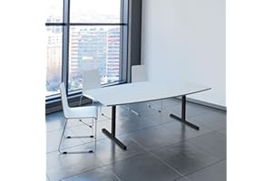 Weber Büroleben GmbH Easy Konferenztisch Bootsform 200x100 cm Lichtgrau Besprechungstisch Tisch, Gestellfarbe:Anthrazit