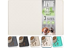 AVYDIIF Napfunterlage für Hunde, Futtermatten für Hunde und Katzen rutschfeste Futtermatte aus Silikon - wasserdichte Unterlage mit Rand, spülmaschinenfest(M: 48×30cm, Crene)