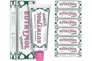 ‎EUTHYMOL Euthymol Whitening Pasta do zębów 75 ml x 6, bez GMO, bezglutenowa, witamina E, antybakteryjna pasta do zębów, biała, czysta, zdrowa pielęgnacja, odświeża pielęgnację zębów
