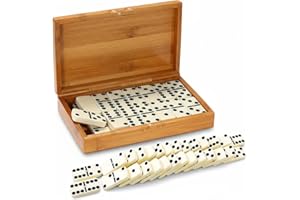 GMMH Domino in Holzbox – Geschenkbox mit Dominosteinen, klassisches Dominospiel als Gesellschaftsspiel aus Holz für Spielspaß und stilvolles Spielvergnügen