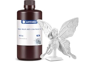 ANYCUBIC Resina ABS Lavabile 3.0, Resina per Stampanti 3D, Alta Resistenza e Tenacità, Basso Odore, Alta Precisione 405nm UV Curable Resin, Adatta a Tutte le Stampanti 3D a Resina, Bianco 1000g