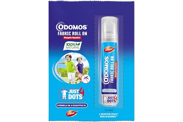 Odomos Mosquito Repellant Fabric Roll On - 8ml Upto 8 Hrs Protection Pediatrician Certified & Clinically Tested (Pack of 1)