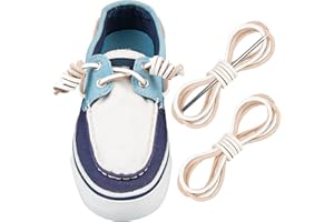 Endoto Leder Schnürsenkel für Sperry Bootsschuhe, Leather Shoelaces Laces Schuhbänder(Farbe: Weiß, Größe: 45 Zoll)