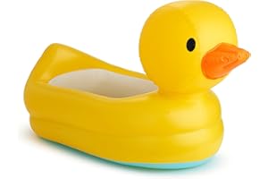 Munchkin White Hot Inflatable Baby Bath Duck Tub, suitable for alternative to larger paddling pools for small children, babies or toddlers. Ideal Baby Bath for traveling or for use at home.