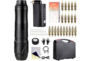 HAWINK Kit penna rotante per macchinetta del tatuaggio senza fili 20 pezzi Cartuccia per aghi per tatuaggio Nastro adesivo per impugnatura avvolgente con valigia EM155P199RCAEN02-1