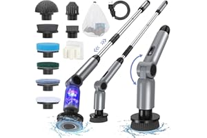 Brosse Electrique Nettoyage,[Couple de 50KG] Homtronics Brosse Electrique Nettoyage Rotative,Brosse Nettoyage Electrique,IPX8 Imperméable,pour Bain,Voiture