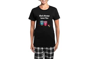 CafePress Owl Always Love You Women's Dark Pajamas Womens Novelty Cotton Pyjama Set, Comfortable PJ Sleepwear