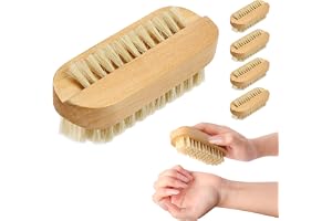LOPHE Set med 4 nagelborstar i trä, nagelborste för händer i trä, nagelborste med hårda borst, rengöringsverktyg för nagelkonst, handrengöringsborste, för manikyr och pedikyr
