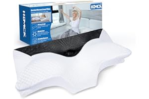 HOMCA Cuscino Cervicale Ortopedico in Memory Foam, Cuscino Ergonomico per Sostenere e Alleviare la Pressione nel Collo, Cuscino per Dormire con Federa Lavabile, 70 x 40 x 8,5/14cm, Nero