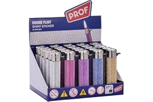 Pack de 25 Mecheros Redondos Recargables con Piedra Reemplazable Exclusivo EN DISPAU (Rave)