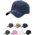 Aomig Unisex Baseball Cap, 100% Cotton Vintage Washed Dad Caps, Men Women Washed Cotton Baseball Cap, Low Profile Distressed Vintage Baseball Cap, Washed Denim Adjustable Dad Hat
