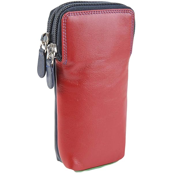 Étui à Lunettes Double Zip Mala Leather - Cuir Véritable - 2 Paires De Lunettes + Poche Avant - Chiffon Inclus - 19x10x2 Cm