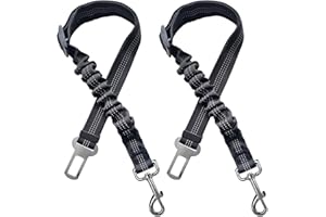 Xundefeng 2x Black Dog Seat Belts for Cars UK Dog Car Harness Seat Belt Dogs Seatbelt Clip Lead