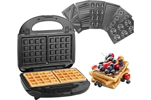 Appareil à Croque Monsieur 7 en 1, 750W Machine à Sandwich, Presse à Panini Électrique, Plaques Antiadhésives et Détachable, Gaufrier Grille-pain Thermostat Automatique Indicateur LED