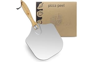 LKE Pizza Peel Aluminum Metal Pizza Paddle with Foldable Wood Handle Easy Storage Pizza Shovel 12 inch for Baking Homemade Pizza