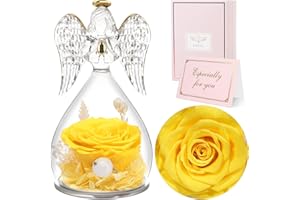 Sunia Rosa Eterna Regalo Donna, Rosa Stabilizzata Vera in Angel Cupola Regalo Mamma, Angelo Figurine di Vetro Regalo Nonna, Regalo Donna Compleanno, Regali Natale San Valentino Festa della Mamma