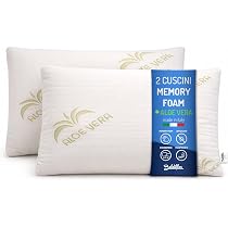 Cuscino Ortopedico Memory BIO Double Aloe – Altezza 14 Cm, Doppio Lato, Con Fodera 100% Cotone, Dispositivo Medico Made In Italy