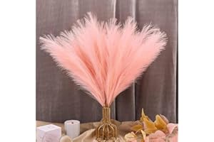 NUCALT 30 Pezzi Pampas Decorative Piume Decorative Fiori Secchi Decorativi Piume Decorative Lunghe Pampas Decorative Fiori Secchi Pampas Decorative Alte Per Matrimonio, Soggiorno, Arredamento Boho-Rosa