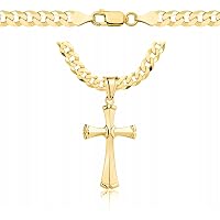 Collana In Oro 9 Carati Con Ciondolo Croce - Catena 45 Cm - Made In Italy - Regalo In Scatola Portagioie