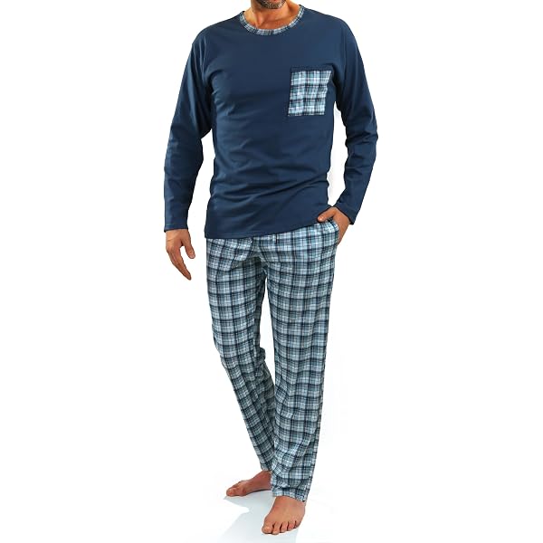Produktbild von Uniexcosm Schlafanzug Herren Lang Zweiteiler Pyjama Set