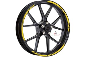 Autodomy Autocollants Stickers Kit Liseret de Jante Moto Ensemble Complet pour 2 Roues Jantes de 15" à 19" Pouces | Stickers Moto | Autocollant Moto Racing Design (Jaune)