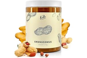 ‎KORO KoRo Erdnussmus - 1 kg Vorratspackung - Cremige Konsistenz - Ohne Zuckerzusatz* & Stabilisatoren - Erdnussbutter aus 100% gerösteten Erdnüssen