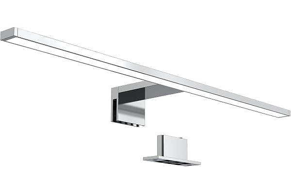 B.K.Licht lampe miroir LED, lampe armoire, applique salle de bain, lumière blanche neutre 4000 Kelvin, 8W, 780lm, IP44, largeur 600 mm, chrome