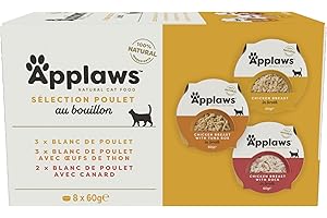 Applaws Aliments humides pour chats 100 % naturels pour adultes Poulet multipack avec sélection de poissons 4 pots de 8 x 60 g (total de 36 pots)