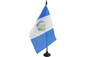 AZ FLAG - Drapeau De Table Guatemala 21x14 cm - Petit Drapeau Guatémaltèque De Bureau 100% Polyester Avec Hampe De 25cm Et Socle En Plastique Noir