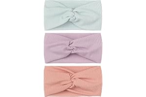 KGDUYC Lot de 3 Bandeaux Bébé Fille - Accessoires Cheveux en Arc, Turban et Bandes pour Enfant 6-12 Mois