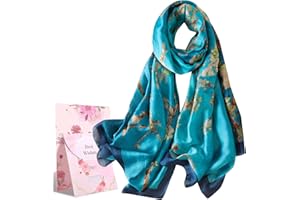 heekpek Bufanda Seda Mujer Satín Bufanda Estampada Ligero Elegante Chal Fulares Cuello Pañuelo de Seda para Mujer
