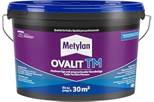 Metylan Ovalit TM, Tapetenkleber pur oder als Zusatz für Tapetenkleister, sehr starker Kleber für schwere Wandbeläge, feuchtigkeits- & nässeunempfindlicher Klebstoff, 1x5kg Eimer (bis zu 25m²)