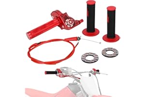 IUVWISN Poignee Accelerateur Moto 7/8 '' 22MM Moto Rotatif et Câble D'accélérateur avec Poignée de 50 110 125 150 200 250cc Dirt Pit Bike ATV (Rouge)