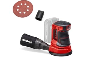 Einhell Power X-Change Cordless Random Orbital Sander - 18V Electric for Wood, Plastic and Metal - TE-RS 18 Li-Solo with Dust Collection (Battery Not Included), Red