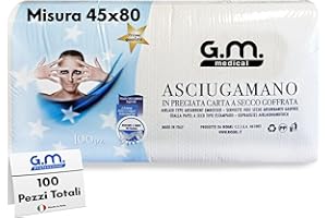 G.M. DISTRIBUZIONE GM 100 Pezzi (Certificati) Asciugamani Monouso Goffrati, Misura 45x80cm, Morbidissima e Pregiata Carta a Secco a Nido D'ape, Parrucchieri, Estetisti, Pedicure, Hotel, Utilissimi x Casa