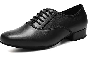 YCALCP Zapatos de Baile Latino Hombre con Cordones Moderno de tacón bajo Tango práctic de salón,Modelo-PUNMD