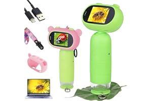 EMJOLLRAY Microscopio para Niños Pantalla IPS de 2,0 Pulgadas 500 x 1000 X Microscopio con 8 Luces LED Vista de PC para Adultos/Niños Compatible con Mac/Windows