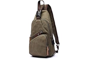 FANDARE Bolsa de Pecho Hombre Bolsa de Lona Bolsa Deportiva de Hombro Bandoleras Cruzada con USB Bolsa de Mochila,Mochilas Pequeñas para Ciclismo,Acampada,Viaje