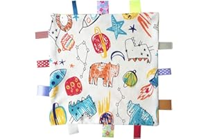 G-TREE Bunte Taggy Sicherheit Decke, Soft-Touch-Komfort-Decke mit Tag für Neugeborene und Baby-Jungen, bestes Geschenk Plüschtiere - Gelb