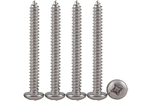 Drenky Viti Legno, M5 x 50mm Viti Autoperforanti In 304 Acciaio Inossidabile 50 pezzi Vite Testa Tonda Bombato a Croce Phillips Filettatura Intera