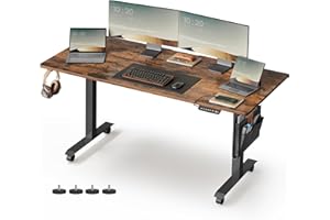 VASAGLE Escritorio Eléctrico de Altura Regulable, 60 x 160 x (72-120) cm, Ajuste Continuo, Función de Memoria con 4 Alturas, Marrón Rústico LSD176X01V1