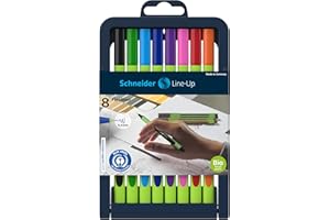 Schneider Line-Up cienkopisy (grubość linii 0,4 mm, z ekologicznego tworzywa sztucznego, wyróżnione niebieskim aniołkiem) 8 sztuk, sortowane