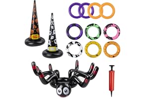 WOFEU Halloween ring toss games,Inflatable spiders witch hat ring toss game for kids,Halloween party favours Outdoor party game at home