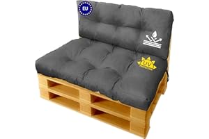 KATEX COLLECTION Katex Palettenkissen Indoor/Outdoor Sofa Pallet Comfort Outdoor Schmutz- und Wasserabweisende Palettenauflage Pallet Pad Sitzkissen für Europaletten (2er Set 120x80|120x40cm N)
