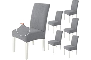 ‎YSTYLE Ystyle Stretch Stuhlhussen 6er Set, Stuhlbezug Elastischer, Hussen Für Stühle Abnehmbarer, Stuhlbezüge Chair Cover Langlebig Universal, Für Bankett Deko Und Hochzeit Partys, Hellgrau